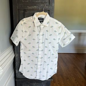 Bonobos stretch Riviera short sleeve shirt- Carpoolers pattern. SLIM FIT, Small.